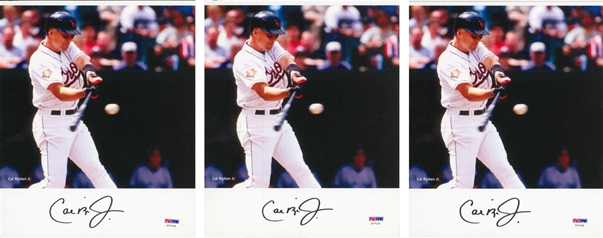 Lot of (3) Cal Ripken Jr. Signed 8x10" Photos (PSA/DNA)